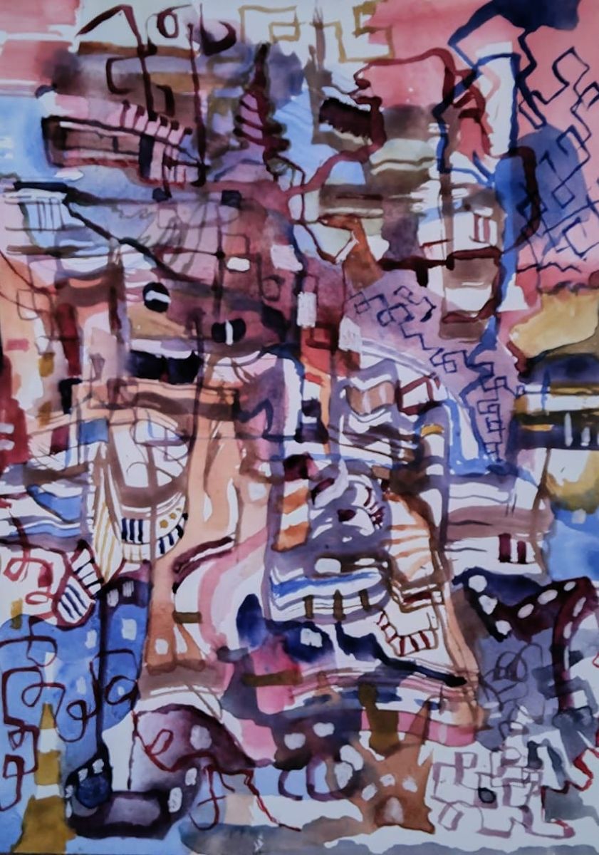 Intuitive abstract watercolor rendering of a street